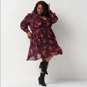 J by Jason Wu Floral Chiffon Dress Belted Medium‎ NWOT